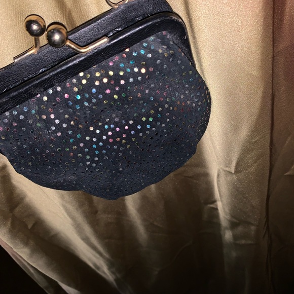 Cute Mini Black Leather Purse with Iridescent Dots - Picture 2 of 7